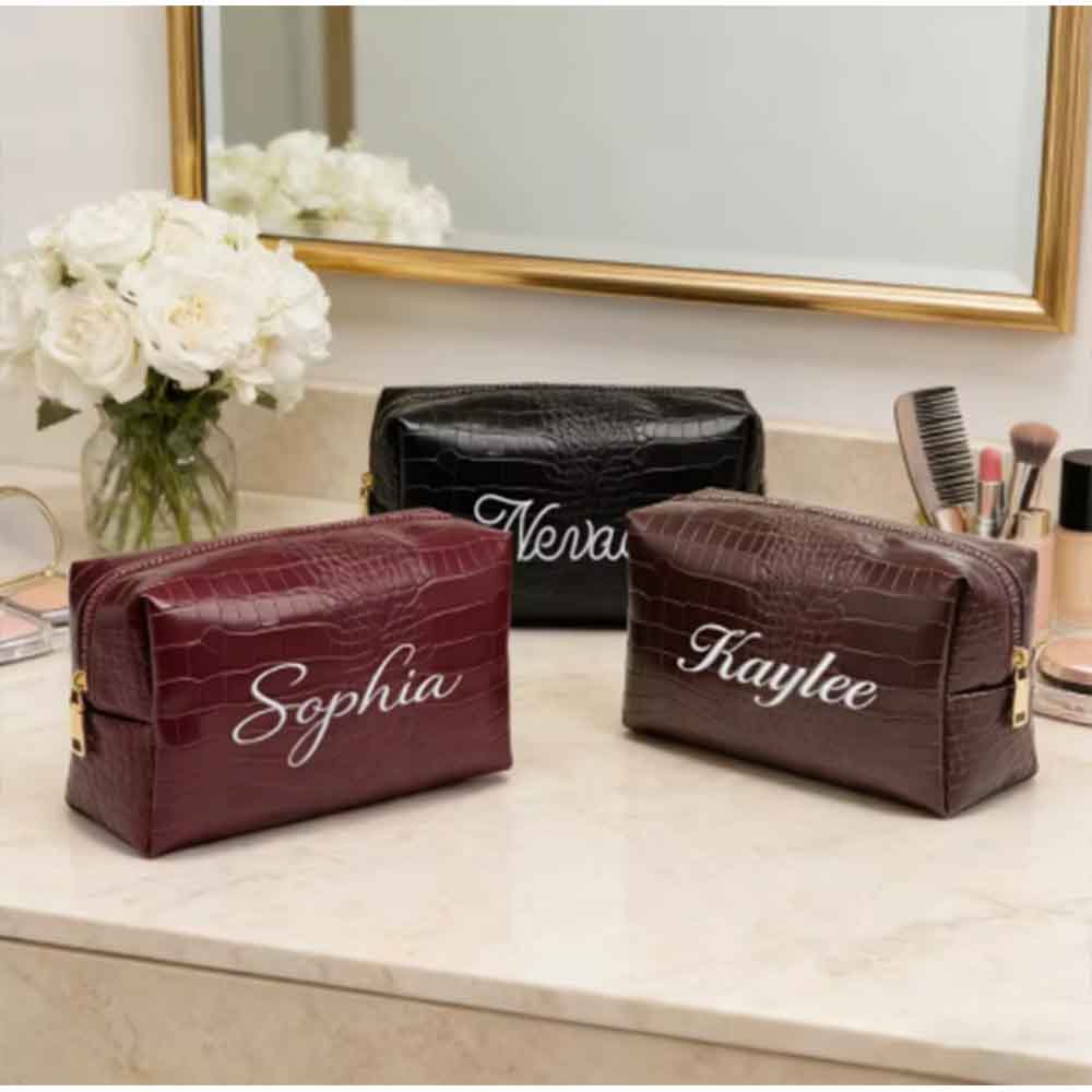 Luxury Bags Vegan Leather - Bolsa de maquillaje bordada con diseño