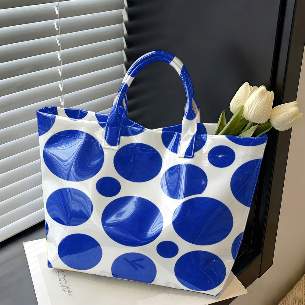 Structured Handbag Top Handle - Bolso de mano de PVC brillante,