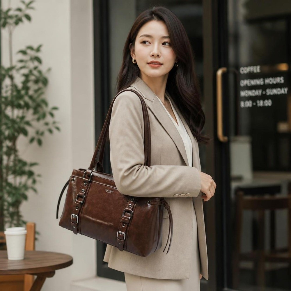 Structured Handbag Top Handle - Bolso de Mano para Mujer, Estructurado