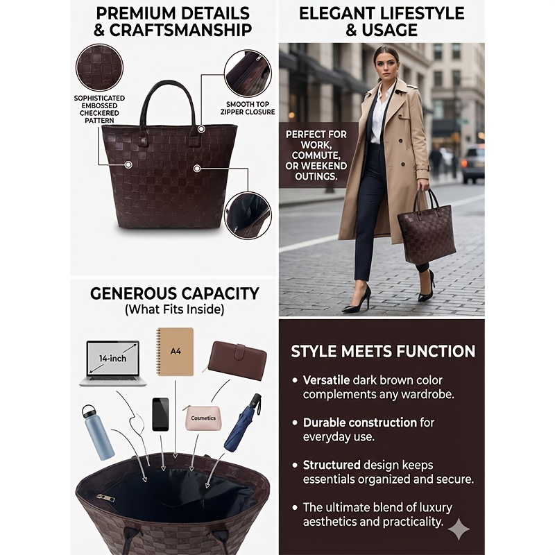 Bolso Tote de Mujer con Patrón - Luxury Bags Vendor reseña y precio